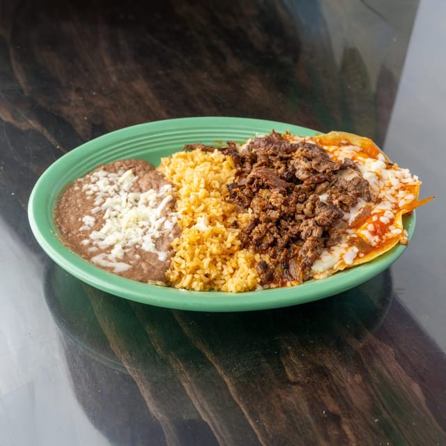 Huevos Rancheros Con Carne Asada Plate.